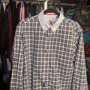 Robert Graham “X” Men’s Large Blue Green Plaid Long Sleeve Button Up Shirt!